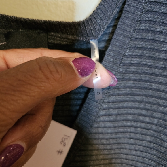 Gray Ribbed Knit Oversized Sweater Women’s 3X | Soft Stretch Pullover Tunic Top - Picture 4 of 5